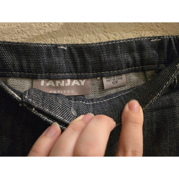 Tanjay Petite Straight Leg Pants 12P Blue with White Stitching - Picture 7 of 14